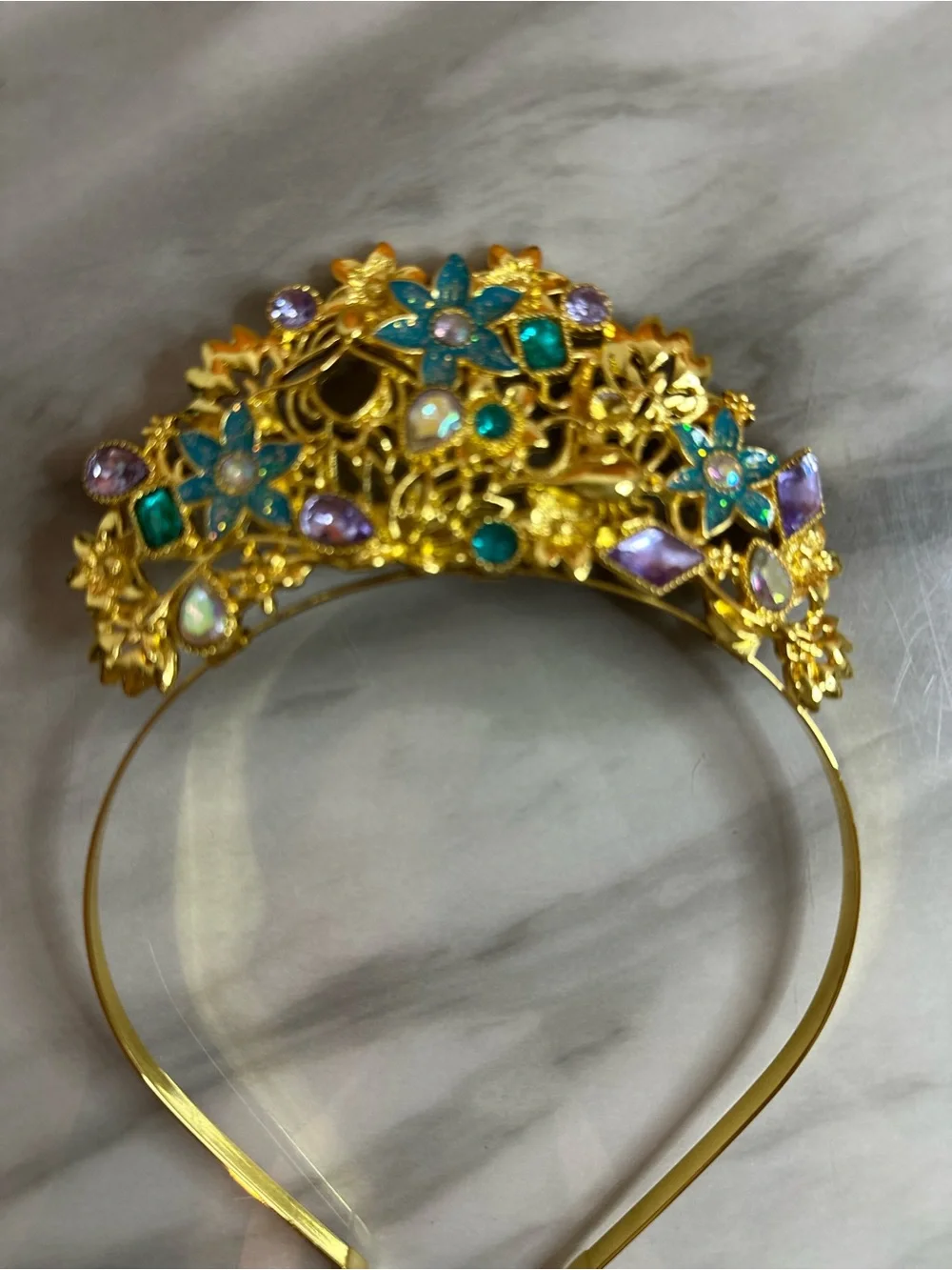 Disney Gold Headband with Teal and Lilac Jewels